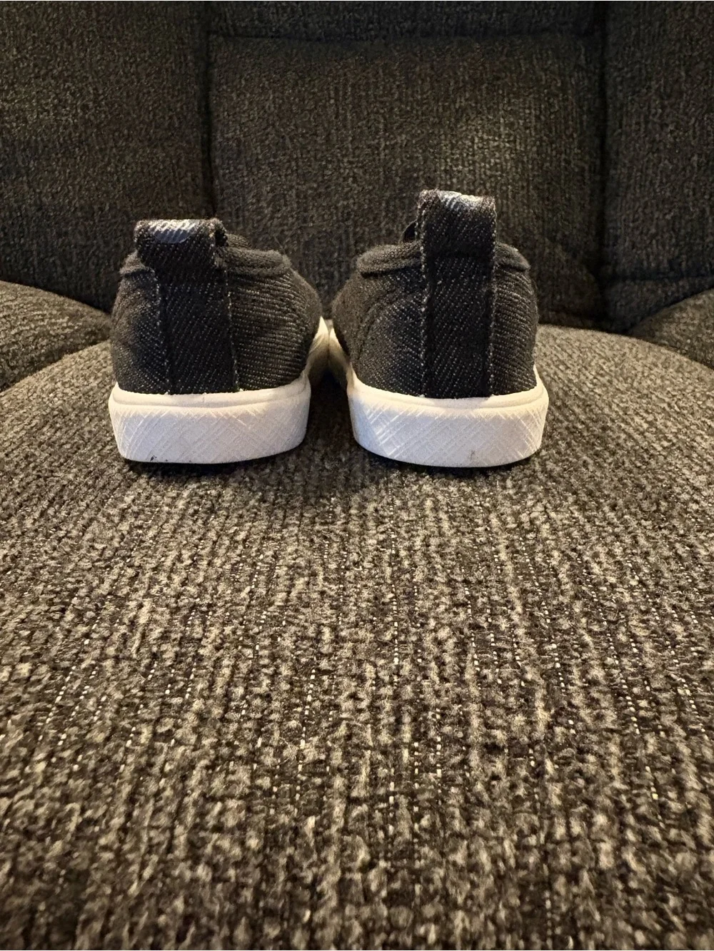 Kids Slip-On Canvas Sneakers with White Toe Cap - Black